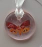 Butterfly on Pink Fused Glass Card - Image 2
