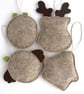 Set of 4 Felt Christmas Decorations, Hanging Decorations - Image 4