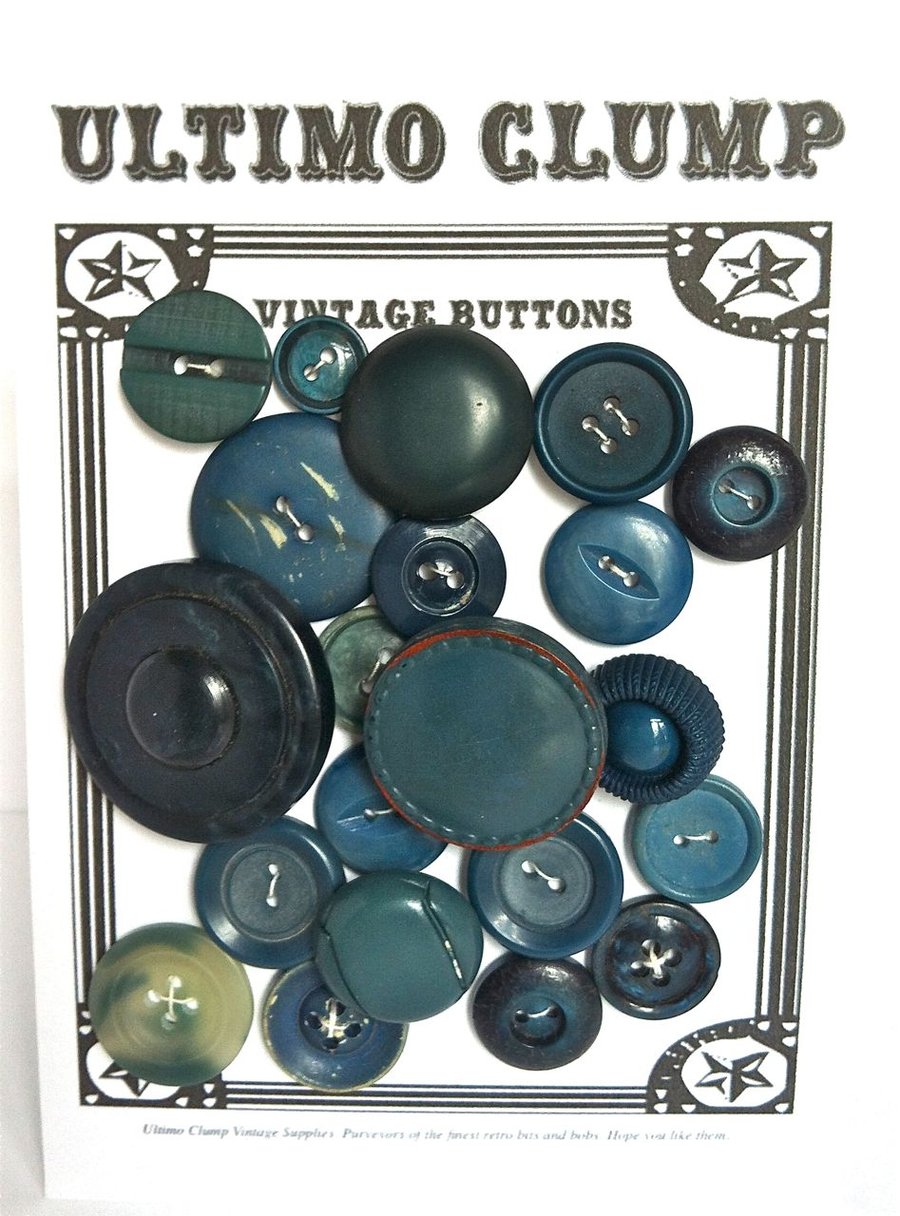 21 Bluey Green Vintage Buttons
