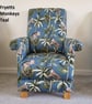 Monkeys Jungle Armchair Adult Chair Fryetts Teal Fabric Safari Animal Botanical  - Image 2