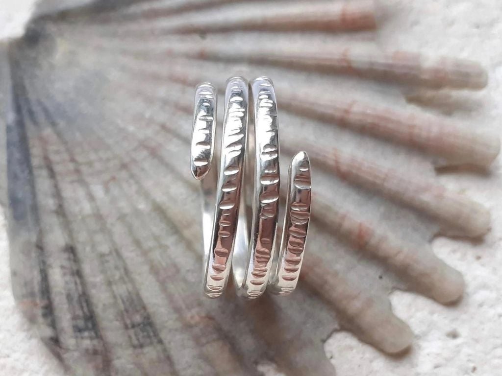 Solid Recycled Sterling Silver Three Twist Spiral Statement Rings