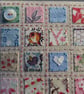 A Little Quilt hand-stitched framed original, vintage fabrics, tiny MOP buttons - Image 3