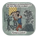 Romeo and Juliet balcony scene coaster