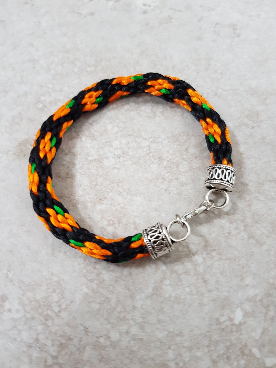 Pumpkin Bracelet, Orange and black Halloween bracelet