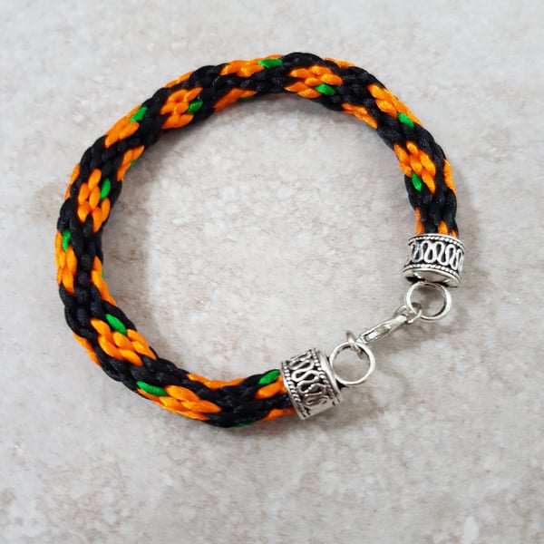 Pumpkin Bracelet, Orange and black Halloween bracelet