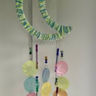 Celestial Moon & Star Windchime Pastel Capiz Shells & Fairy Charms