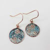 Enamel and Textured Copper Dangle Earrings