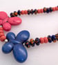 Dramatic Rainbow Calsilica Rondelle Bead Butterfly Necklace  - Image 3