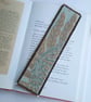 Textile bookmark - golden brown embroidered curtain, wool and velvet fabrics