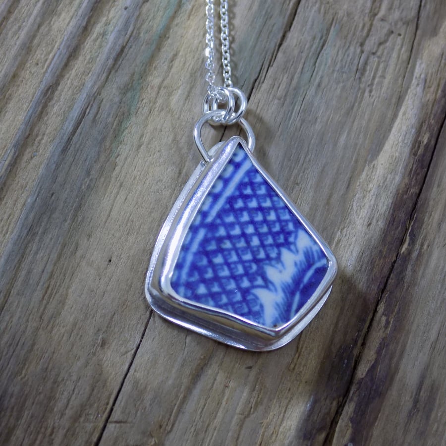 Silver Thames pottery shard boho pendant 