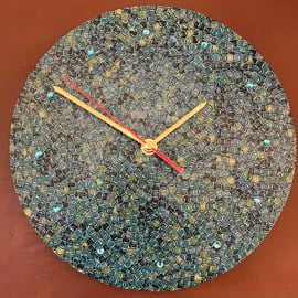 Decoupage Clock - bubble style pattern