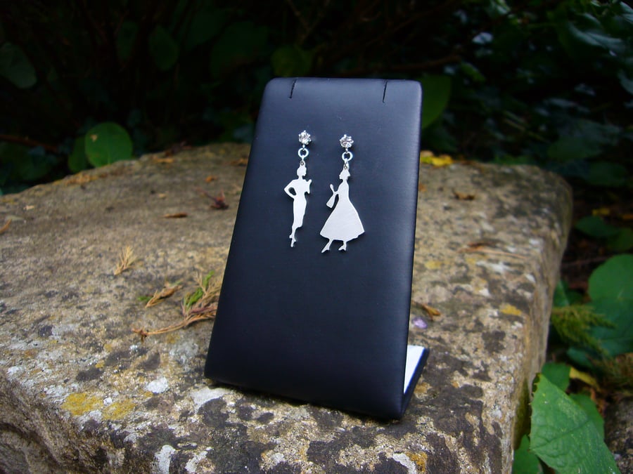 Sterling silver lady earrings, unique earrings, gift for her, silver, crystal