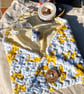 Yellow cotton lined pouch, Small crochet hand stitched pouch, Christmas gift - Image 7