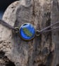 Adjustable Resin Bracelet with Pressed Silverweed Leaf, Blue, Waxed Cotton Cord - Image 1