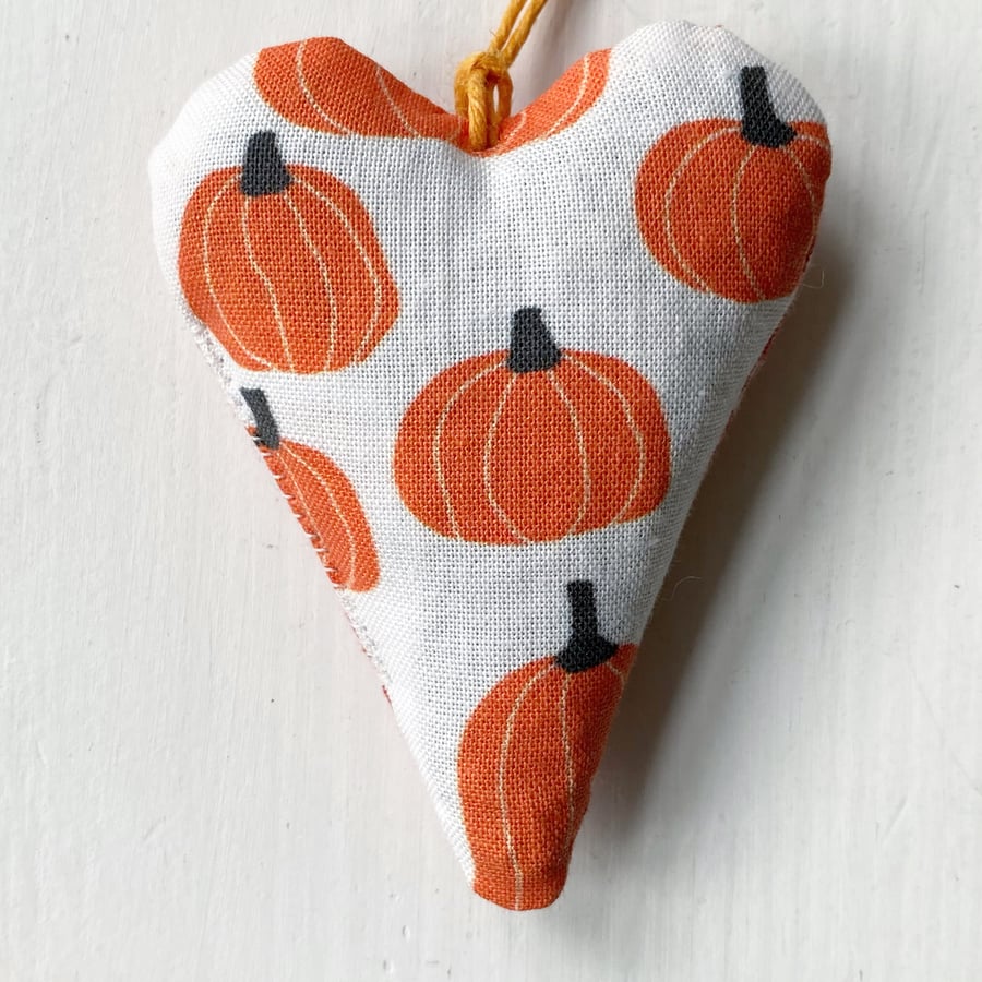 SALE - HALLOWEEN HEART - orange pumpkins, gingham, lavender