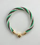 Kumihimo Friendship bracelet in green, cream & brown - approx. 7 inches