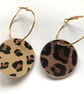 Leopard Animal Print Double Sided Hoop Earrings Paper Wood Lightweight Handmade