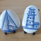 Decoupaged ' Coastal' Pebbles