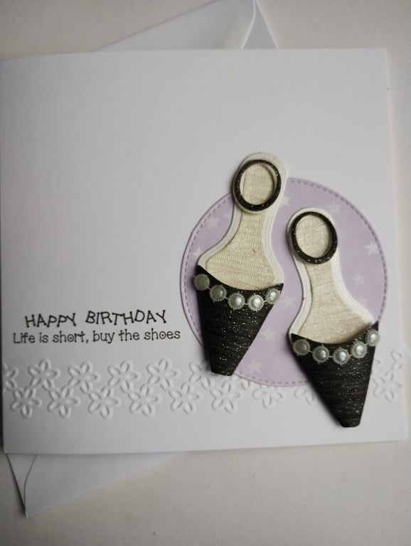 Happy Birthday Life is Short Buy the Shoes - Black and Pearl 