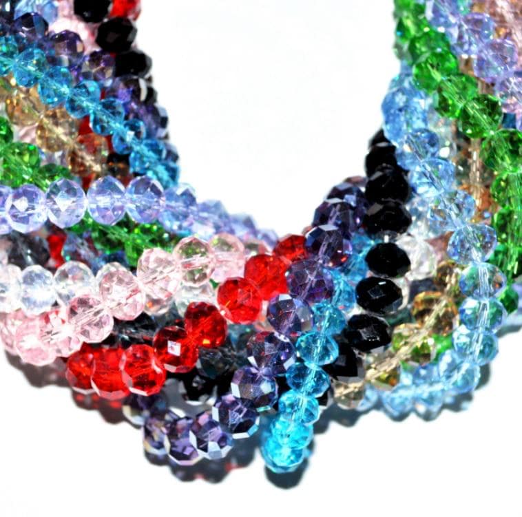 8mm Faceted Flat Round Rondelle Crystal Glass Beads approx. 68-70pcs