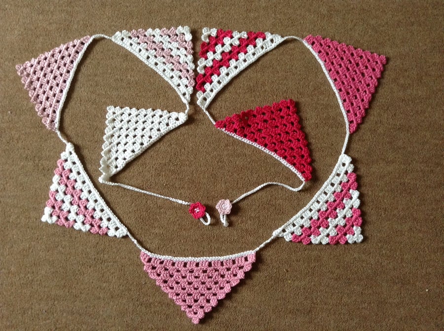 Crochet Bunting in Pink and White