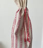 Scandi Style Red and White Drawstring Bottle Bag - Image 5