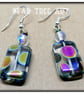  Glass bead earrings with metallic spot pattern on Silver plated hooks. - Image 2