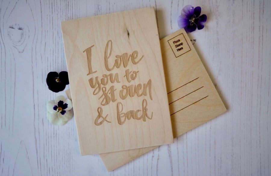 Wooden I love you to St Ouen postcard