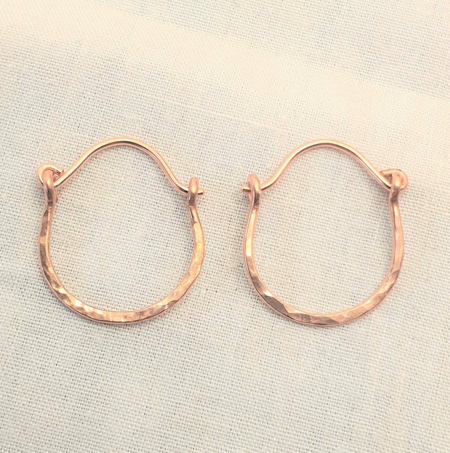 Tiny Hammered Rose Gold Hoop Earrings