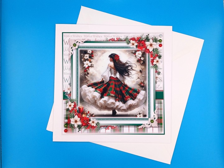 Large Christmas Card, Decoupage, Female