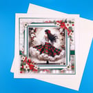 Large Christmas Card, Decoupage, Female