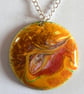 medium round pendant - scrolled brown, red and yellow - Image 1
