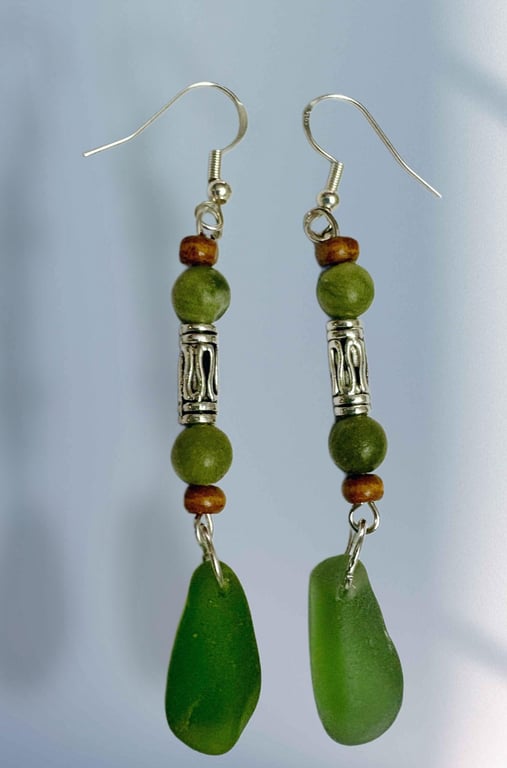 Sea glass Bohemian design earrings 