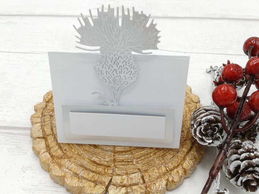 Christmas place settings. 10 place cards. Hogmanay. Scottish weddings. Thistle.