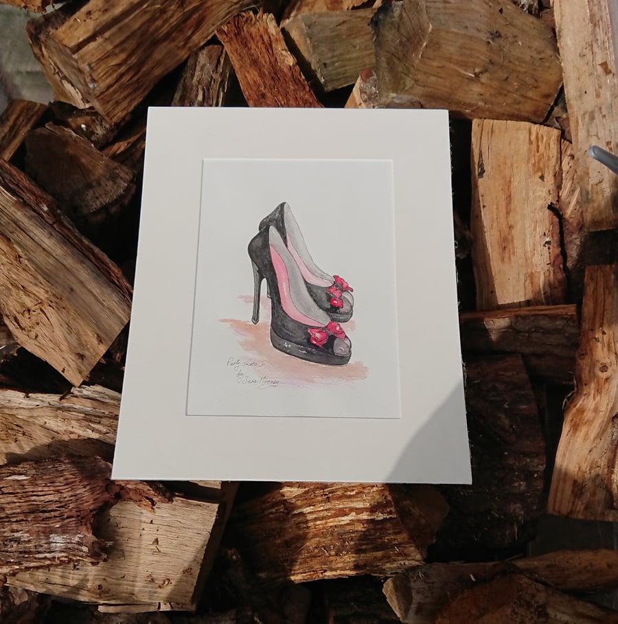 Black high heeled shoes painting