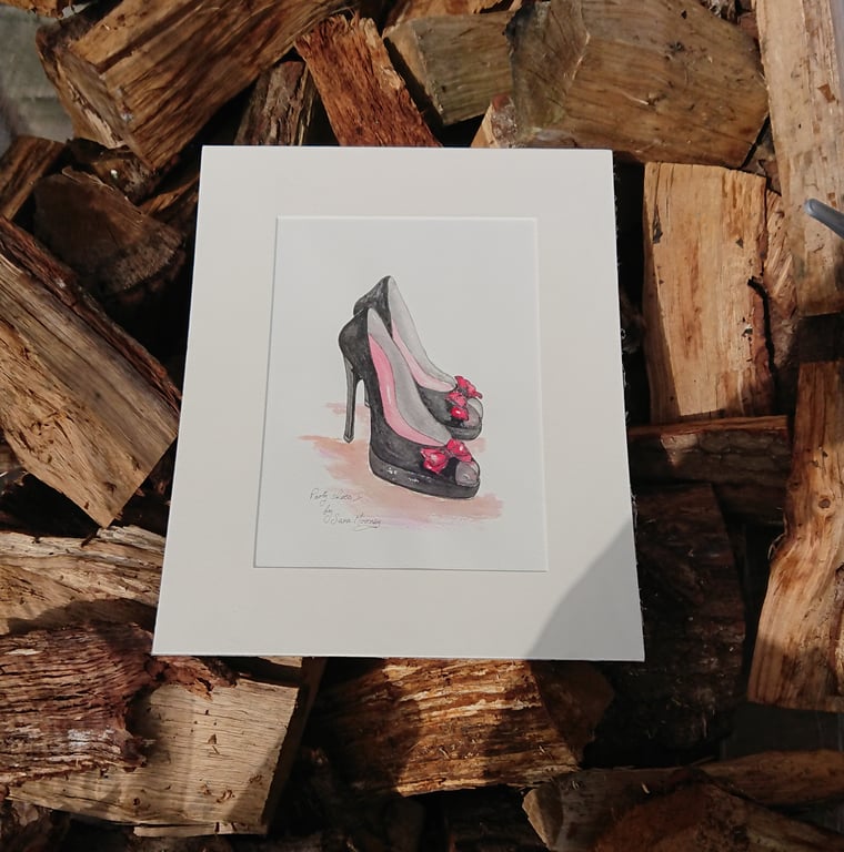 Black high heeled shoes painting