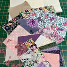 Slow Stitching kit, mix textiles, fabric and trims, Purples