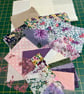 Slow Stitching kit, mix textiles, fabric and trims, Purples