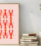 Watercolour Lobster Print - Pink & Orange Lobsters - Coastal Kitchen Wall Art - Image 9