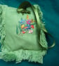 Silk Flower Vintage Hand Embroidered Linen Hanging English Lavender Bag  - Image 3