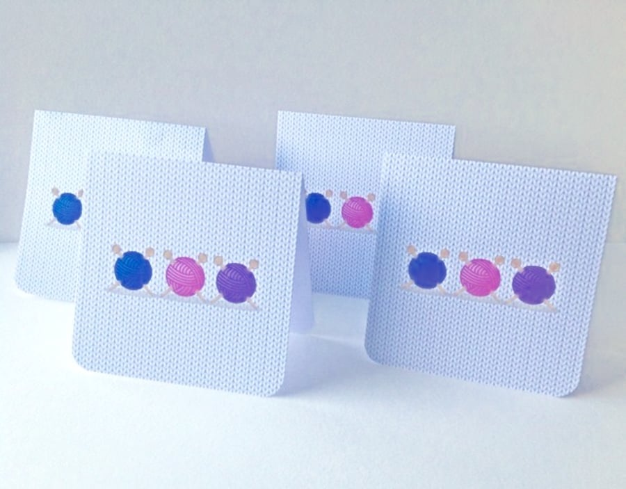 Set of Four Notecards,'Knitters Notes',Blank Notecards with Envelopes