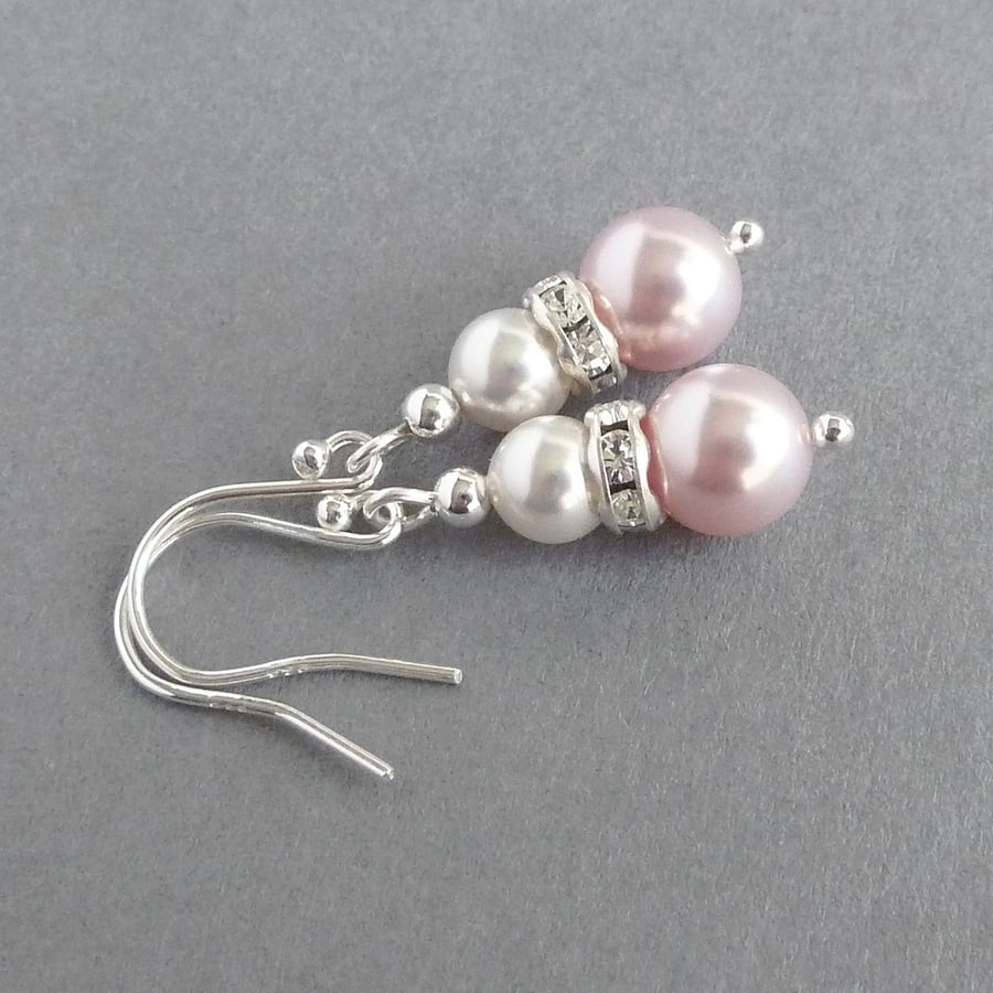 Blush Pearl Drop Earrings - Light Pink Wedding Jewellery - Pale Pink Bridesmaids