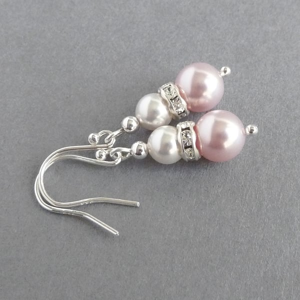 Blush Pearl Drop Earrings - Light Pink Wedding Jewellery - Pale Pink Bridesmaids