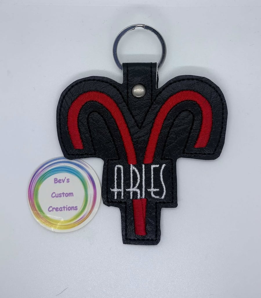 Embroidered Zodiac sign Keyring design - Aries