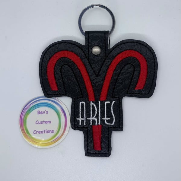 Embroidered Zodiac sign Keyring design - Aries