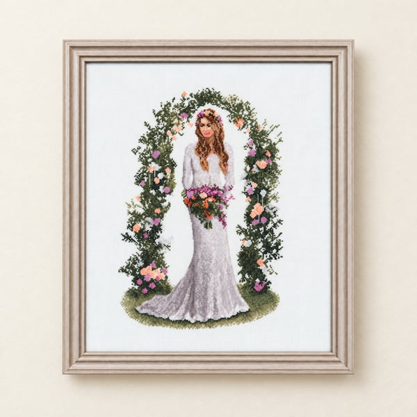 Complete Framed Bridal Cross Stitch – Laura from a design by John Clayton 