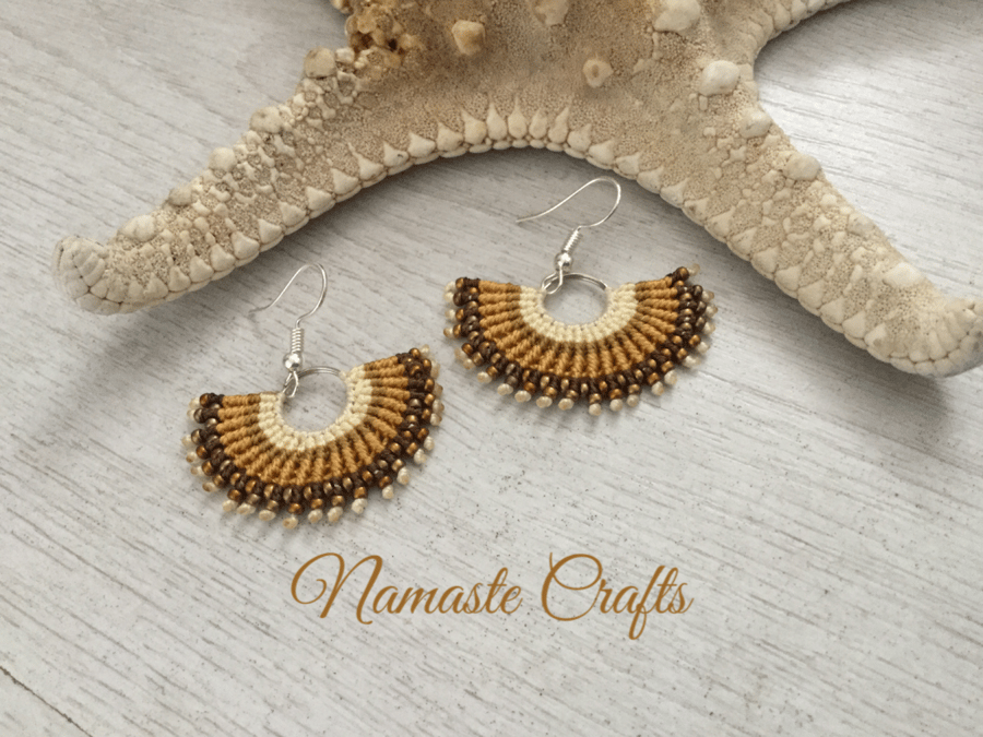 Summer Festival Fan Earrings, Holiday Earrings, Boho chic, yoga jewellery