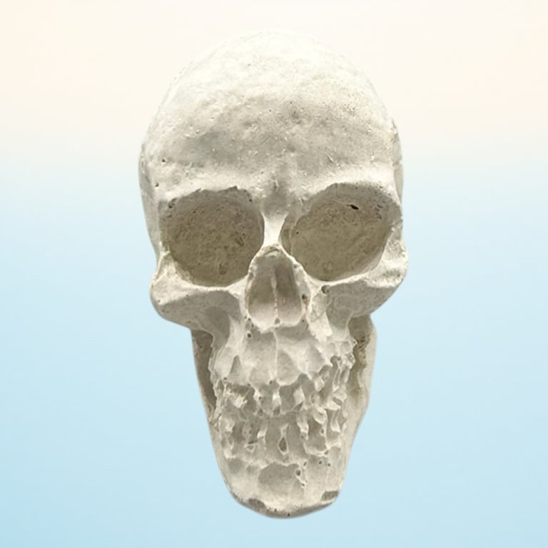 Tiny Concrete Light Grey Skull - Halloween Decoration Suitable for Painting