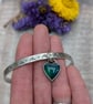 Sterling Silver Wave Bangle with Aurora Opal Heart Charm - JBJ10001 - Image 4
