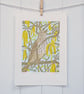 Catkin Song Thrush - Original hand cut limited edition linocut print - Image 3
